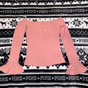 Pink long sleeve off the shoulder top